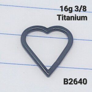 16g Titanium Black Heart 3/8 Hinged Hoop Seamless Ring B2640
